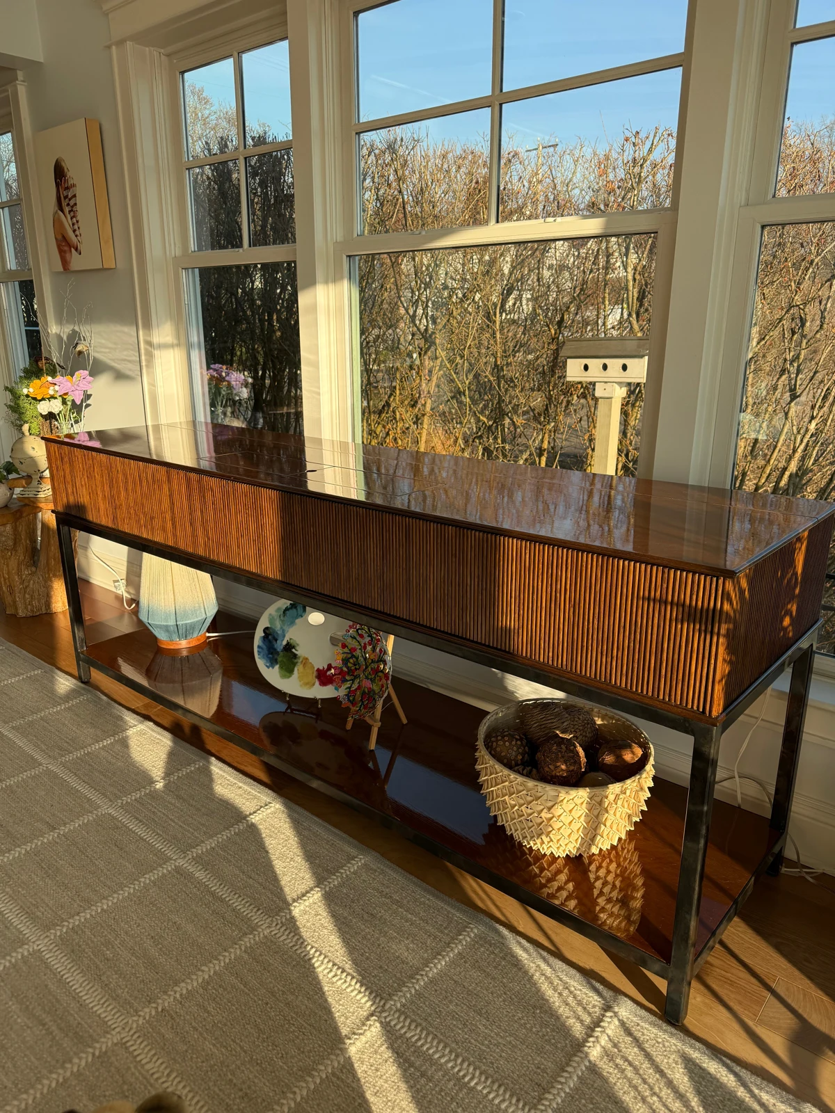 The same Hudson Table closed, with the windows and view visible above it