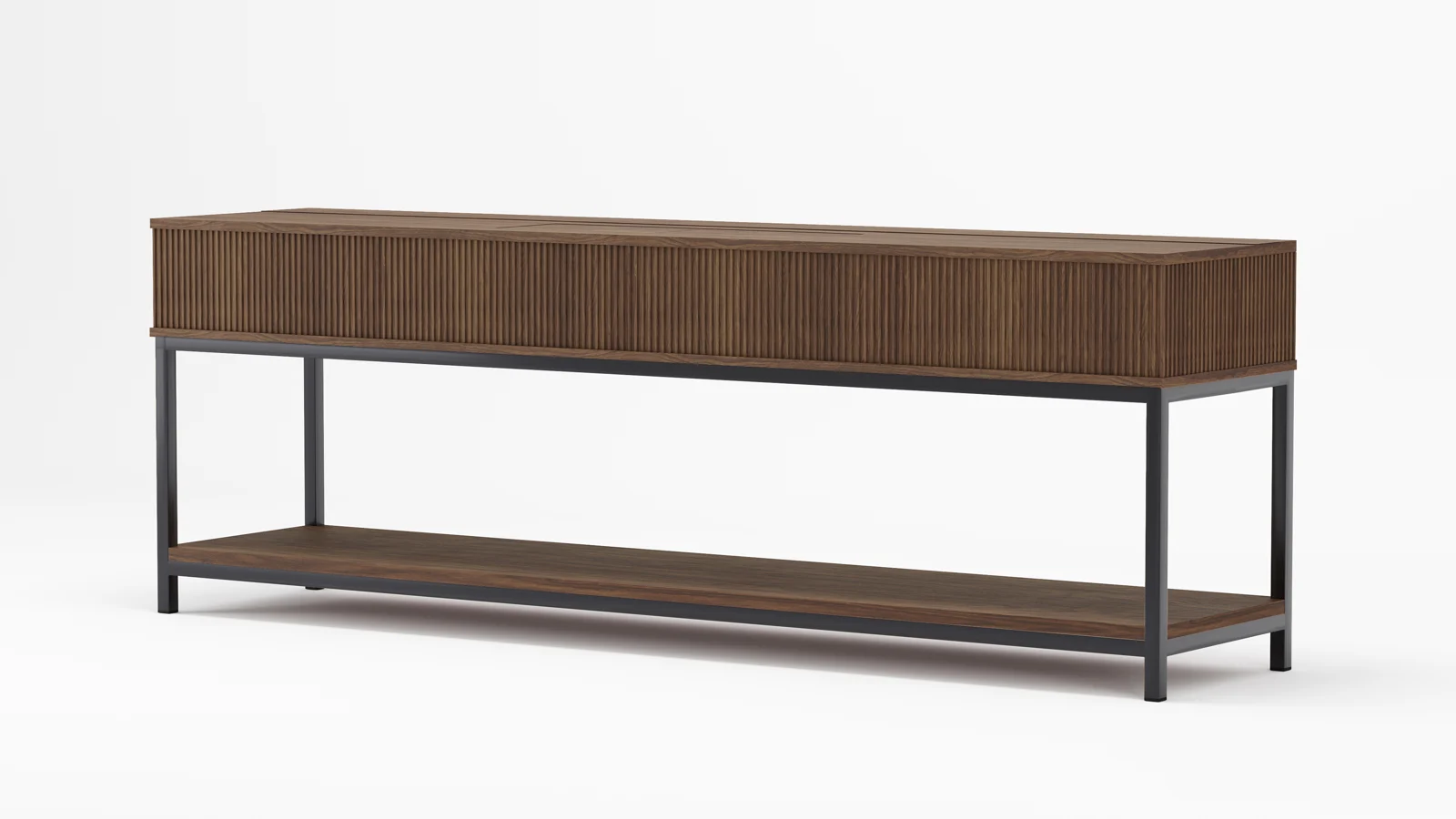 Hudson Table, Medium Walnut, Blackened Steel, view 1 of 4